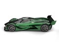 Metallic green awesome concept super car - top down side view