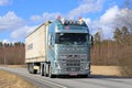 Metallic Green Volvo FH Semi Truck on Beautiful Day Royalty Free Stock Photo