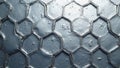 A metallic grid of interlocking geometric shapes forming a textured surface with subtle imperfections and reflectivity. Generative Royalty Free Stock Photo