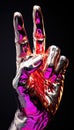 Metallic Hand Showing Iconic Rock and Roll Symbol AI Generated