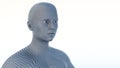 Metallic head machine futuristic robot face metal buttons cyborg 3D illustration