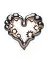 Metallic Heart Shape Formed by Interlocking Gears and Light Bulbs silver Royalty Free Stock Photo
