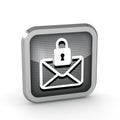 Metallic icon with letter and lock Royalty Free Stock Photo