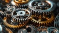 The Metallic Interlocking Gears.AI generated image Royalty Free Stock Photo
