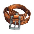 Metallic leather belt with chrome buckle fastening