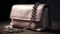 Metallic leather briefcase with chain handle and gold padlock generated by AI