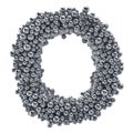 Metallic letter O from metal balls, 3D rendering