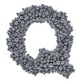 Metallic letter Q from metal balls, 3D rendering