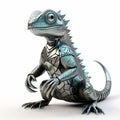 Metallic Lizard 3d Rendering With Blue Scales