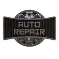 Metallic logo letters Auto Repair. Banner, signboard for the automotive industry and mechanical workshop