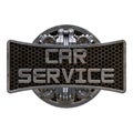 Metallic logo letters Car Service. Banner, signboard for the automotive industry and mechanical workshop