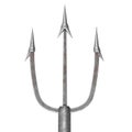 Metallic long trident on an isolated white background. 3d illustration Royalty Free Stock Photo