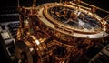 Metallic machinery turning, complex circle of industry generated by AI