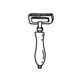 Metallic manual shaving machine in hand drawn doodle style isolated on white background. Vector