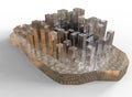 Metallic mesh cityscape Royalty Free Stock Photo