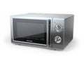 Metallic microwave oven on white background. Royalty Free Stock Photo