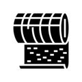 metallic mineral wool roll glyph icon vector illustration