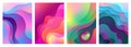 Metallic modern gradient active mixed gradient color paper cut art. Curved, layered wave shapes background vector