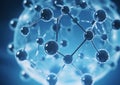 Metallic Molecular Model on Blue Background AI Generated