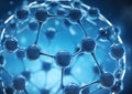 Metallic Molecular Model on Blue Background AI Generated
