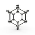 Metallic Molecular Structure Model with Spheres and Rods on White Background molecule atom Royalty Free Stock Photo
