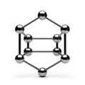 Metallic Molecular Structure Model with Spheres and Rods on a White Background molecule science Royalty Free Stock Photo