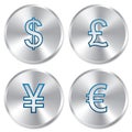 Metallic money buttons template set. Royalty Free Stock Photo