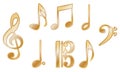 Metallic music notation vectors