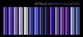 Metallic neon blue purple chrome gradient vector colorful palette set