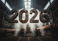Industrial Number 2026 Concept in Metallic Design Steam Factory Royalty Free Stock Photo