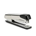 Metallic office stapler with a black plastic top and handle. Rectangular shape Royalty Free Stock Photo