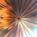 Metallic orange and blue drawing, abstract beams or flower. 3d illustration, 3d rendering