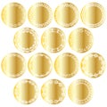 Metallic ornate gold circle labels