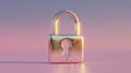 A metallic padlock with a smooth, shiny surface set against a gradient background Royalty Free Stock Photo