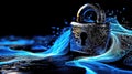 Cyber Security Lock and Blue Stream of Data Flowing in Digital Space Technology Royalty Free Stock Photo
