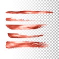 Metallic paint brush stroke set.