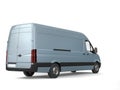 Metallic pale blue delivery van - back view