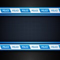 Metallic perforated sheet, police background