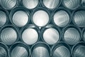 Metallic Pipes stacked in rows pattern Royalty Free Stock Photo