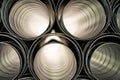 Metallic Pipes stacked in rows pattern Royalty Free Stock Photo