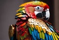 Metallic Plumage: Close-Up of a Parrot Crafted with Vibrant Colors and Gleaming Metal