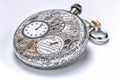 metallic pocket watch filled with small details of bearing and traditional. Generator AI Royalty Free Stock Photo