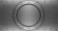 Metallic Porthole Window with Rivets on a Brushed Metal Surface circular Royalty Free Stock Photo