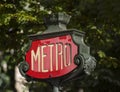 Metal poster of the metro sign of the French city of Paris