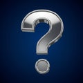 A metallic question mark is centered against a dark blue background. The question m Royalty Free Stock Photo