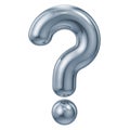 Metallic question mark, 3D rendering