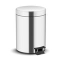 Metallic realistic trash can vector illustration. Stainless steel cylindrical garbage container Royalty Free Stock Photo