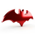Metallic Red Bat Symbol Emblem with Sharp Edges on a White Background logo sign Royalty Free Stock Photo