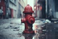 Metallic Red fire hydrant. Generate Ai Royalty Free Stock Photo