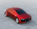 Metallic red self-driving car parking on the ground